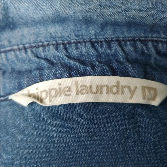 Hippie Laundry Blue Denim Shirt, Cold Shoulder, M - Picture 6 of 7